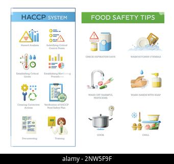 HACCP food safety infographics with editable text and thermometer