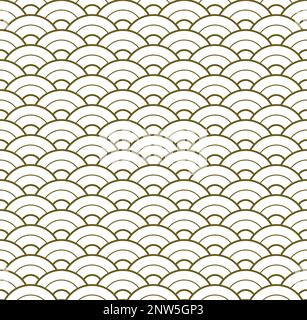 Seamless Geometric Pattern. Japanese Waves. Option with three lines Stock Vector