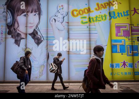 Street scene, at Chuo Dori street, Akihabara, Tokyo, Japan Stock Photo