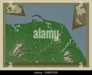 Pattani Map Pattani, province of Thailand. Colored elevation map with lakes and ...