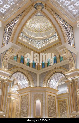 Abu Dhabi. Fragments of the architecture of the Presidential Palace of the United Arab Emirates in Abu Dhabi Stock Photo