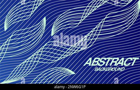 Vector abstract background with wave of flowing particles over dark, smooth curve shape lines, particle array flow. 3d shape glowing dots blended mesh Stock Vector