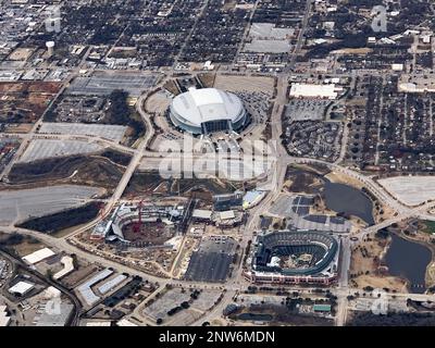 An aerial view of Globe Life Field, Friday, Jan. 1, 2021, in