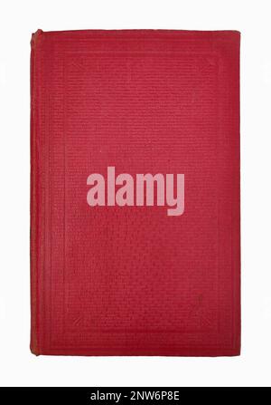 Old red book without shadow isolated on white background. Stock Photo