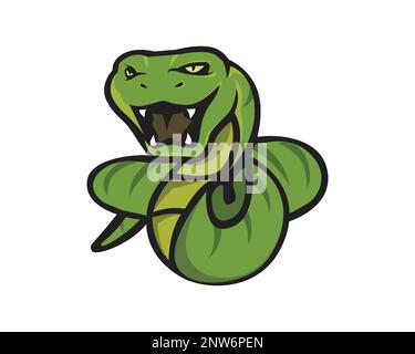 Scary Snake with Green Color Illustration Stock Vector