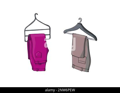 Pants on hanger, hand-drawn Stock Vector