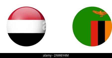 Yemen flag - glossy circle badge. Vector icon. Stock Vector