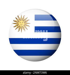 Uruguay flag - glossy circle badge. Vector icon. Stock Vector