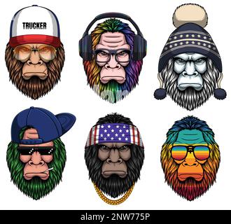 Bigfoot fashion set collection for your company or brand Stock Vector