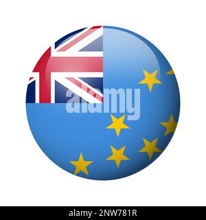 Tuvalu flag - glossy circle badge. Vector icon. Stock Vector