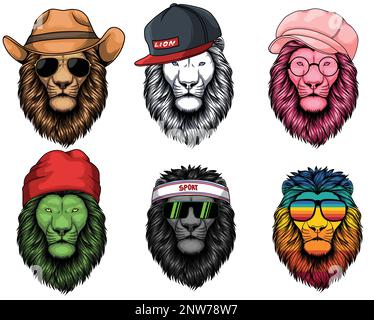 Lion fashion set collection for your company or brand Stock Vector