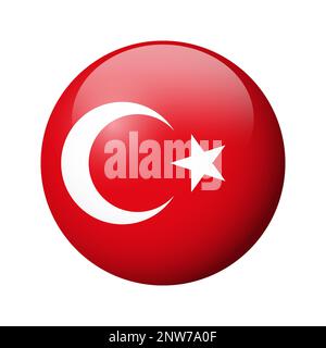 Turkey flag - glossy circle badge. Vector icon. Stock Vector