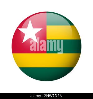 Togo flag - glossy circle badge. Vector icon. Stock Vector
