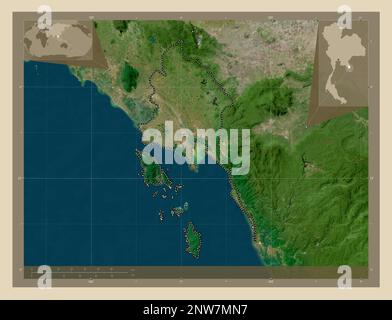 Trat, province of Thailand. High resolution satellite map. Corner auxiliary location maps Stock Photo