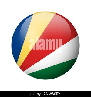 Seychelles flag - glossy circle badge. Vector icon. Stock Vector