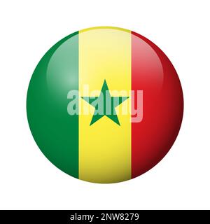 Senegal flag - glossy circle badge. Vector icon. Stock Vector