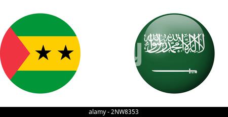 Saudi Arabia flag - glossy circle badge. Vector icon. Stock Vector