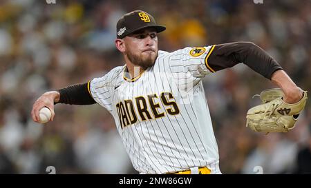 FILE - San Diego Padres starting pitcher Joey Lucchesi (37) throws