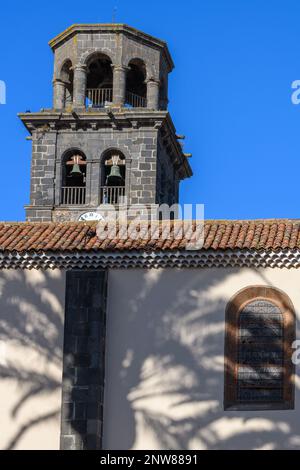 The bell tower of the Church of the Immaculate Conception in Laguna, Tenerife houses the largest bell in the Canary Islands. Stock Photo