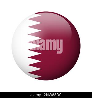 Qatar flag - glossy circle badge. Vector icon. Stock Vector