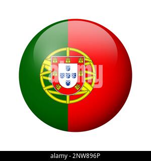 Portugal flag - glossy circle badge. Vector icon. Stock Vector
