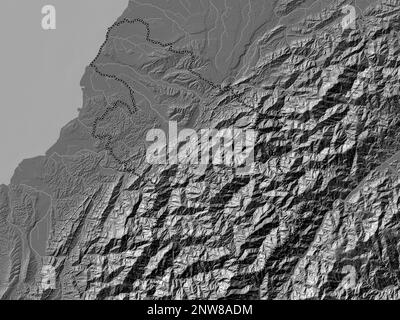 Hsinchu, county of Taiwan. Bilevel elevation map with lakes and rivers Stock Photo