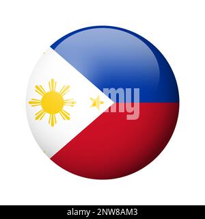 Philippines flag - glossy circle badge. Vector icon. Stock Vector
