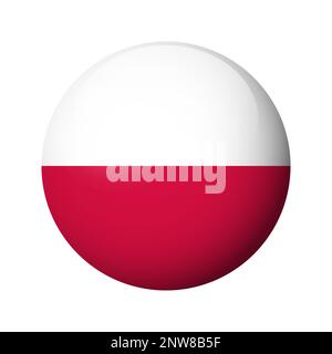 Poland flag - glossy circle badge. Vector icon. Stock Vector