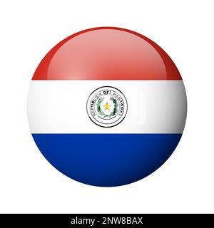 Paraguay flag - glossy circle badge. Vector icon. Stock Vector