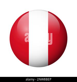 Peru flag - glossy circle badge. Vector icon. Stock Vector