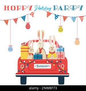 Hoppy holiday party fancy Easter vector poster Stock Vector