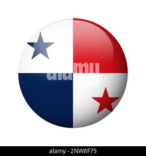 Panama flag - glossy circle badge. Vector icon. Stock Vector