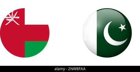 Pakistan flag - glossy circle badge. Vector icon. Stock Vector