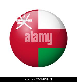 Oman flag - glossy circle badge. Vector icon. Stock Vector