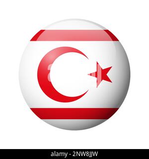 Northern Cyprus flag - glossy circle badge. Vector icon. Stock Vector