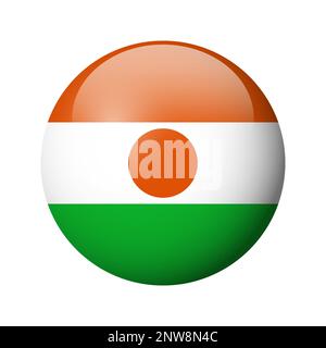 Niger flag - glossy circle badge. Vector icon. Stock Vector