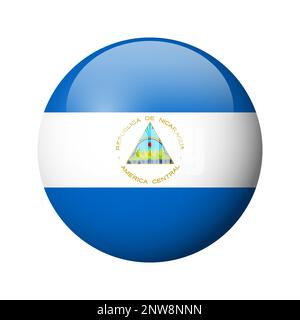 Nicaragua flag - glossy circle badge. Vector icon. Stock Vector