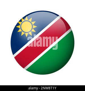 Namibia flag - glossy circle badge. Vector icon. Stock Vector