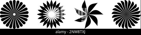 Icon set of Abstract Round Radial circle design element. Flat vector illustration Stock Vector