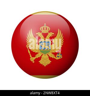 Montenegro flag - glossy circle badge. Vector icon. Stock Vector