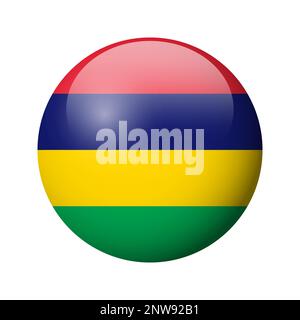 Mauritius flag - glossy circle badge. Vector icon. Stock Vector