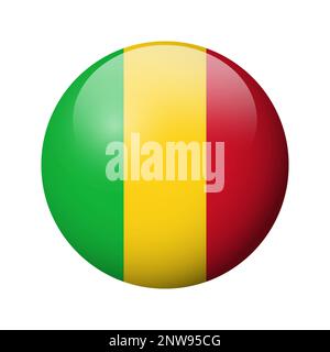 Mali flag - glossy circle badge. Vector icon. Stock Vector