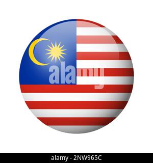 Malaysia flag - glossy circle badge. Vector icon. Stock Vector