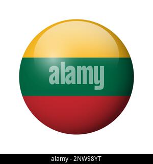 Lithuania flag - glossy circle badge. Vector icon. Stock Vector