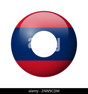 Laos flag - glossy circle badge. Vector icon. Stock Vector