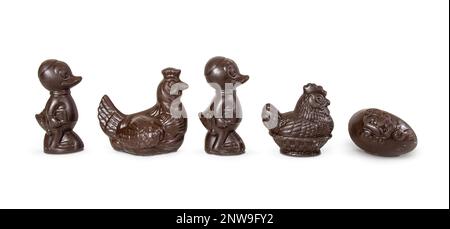 Chocolate Easter Figures isolated on white background. Stock Photo