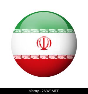Iran flag - glossy circle badge. Vector icon. Stock Vector