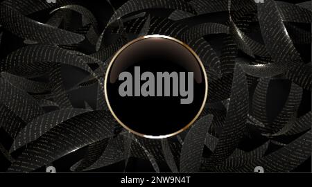 black luxury abstract background with circle line and golden elegant ...