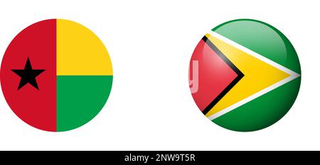 Guyana flag - glossy circle badge. Vector icon. Stock Vector