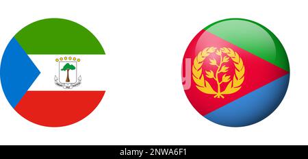 Eritrea flag - glossy circle badge. Vector icon. Stock Vector